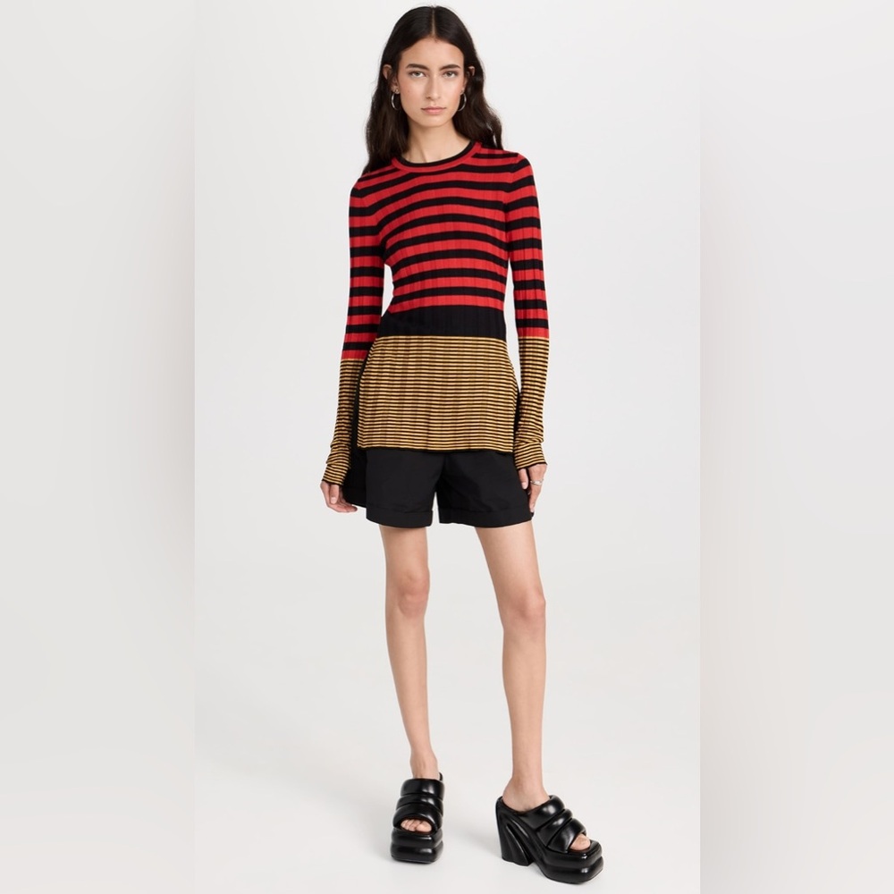 Proenza Schouler White Label Slinky Stripe Long Sleeve Sweater.